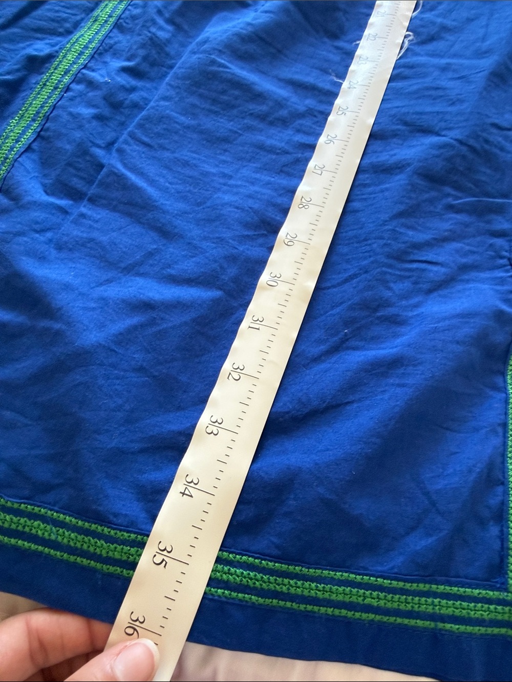 Gretchen Scott Designs Cobalt Blue Dress with Green Embroidery - Picture 9 of 10